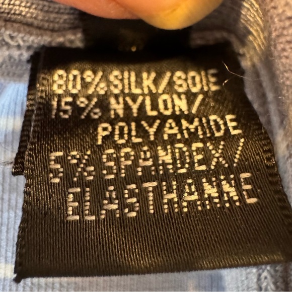 Lafayette 148 Silk Blend Slate Blue Striped Open Front Knit Cardigan Sz M - Picture 5 of 9